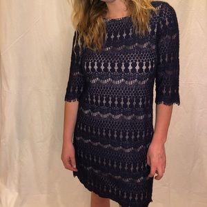 Navy blue lace event dress